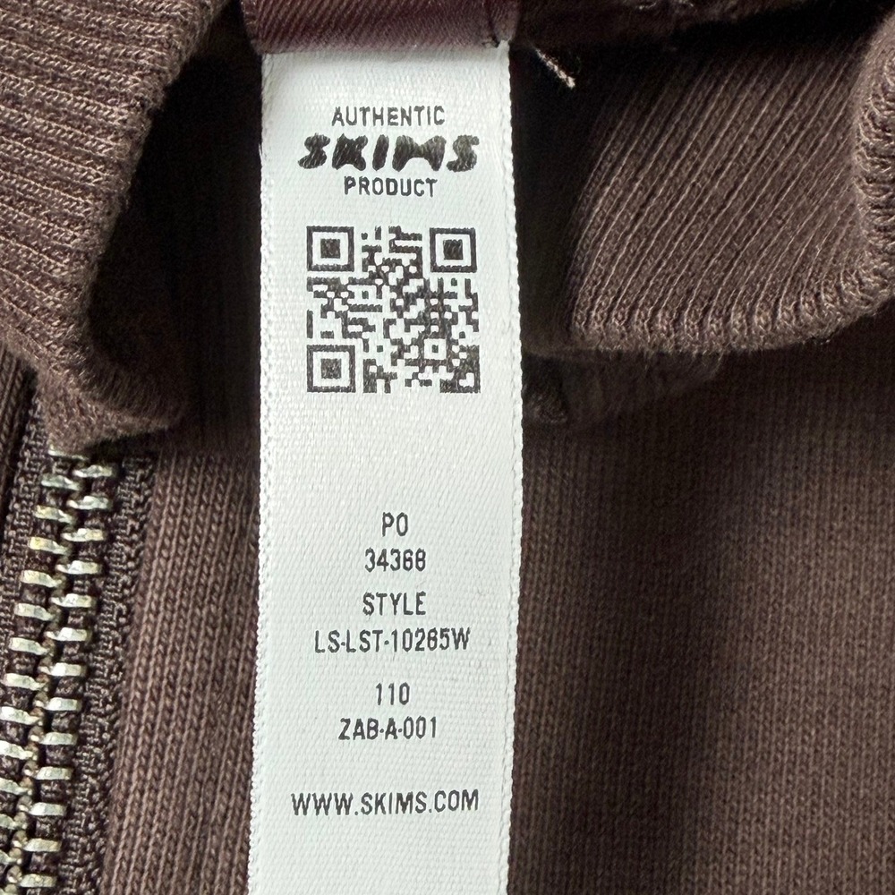 Skims Boyfriend Fleece Slouchy Half Zip Pullover Espresso Brown Medium Cotton - Picture 8 of 10